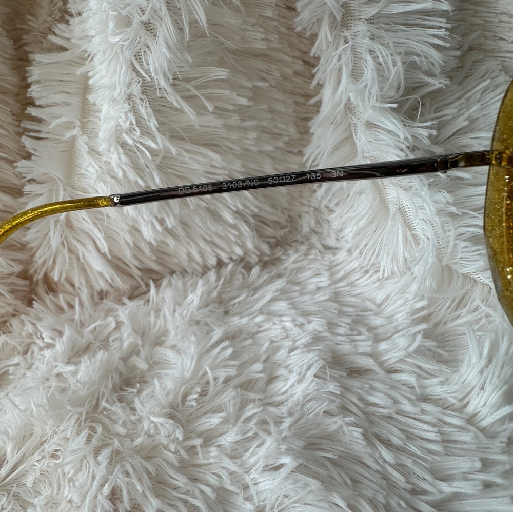 Dolce & Gabbana DG Round Gold Yellow Glitter Sunglasses Sunnies Shades Authentic - Picture 11 of 15